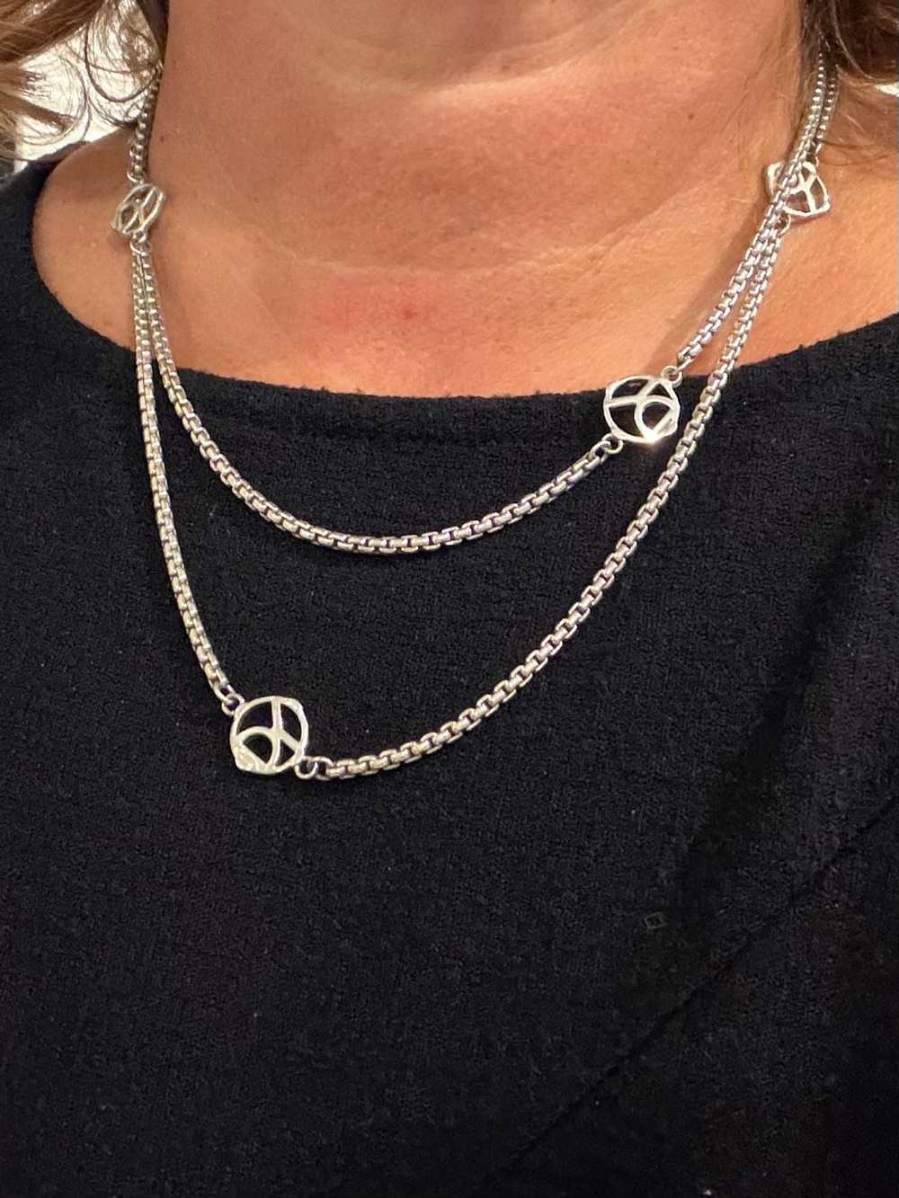 David Yurman Sterling Silver Long Station Necklace with Signature DY Design